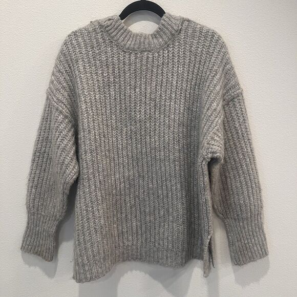 Free People Blue Bell V Neck Sweater In Light Heather Sz Xs Oversized Preppy - Picture 7 of 9